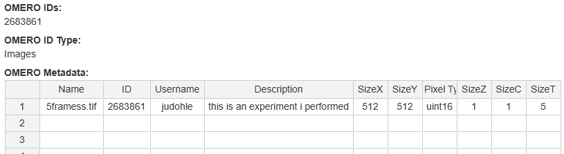 openBIS result screenshot